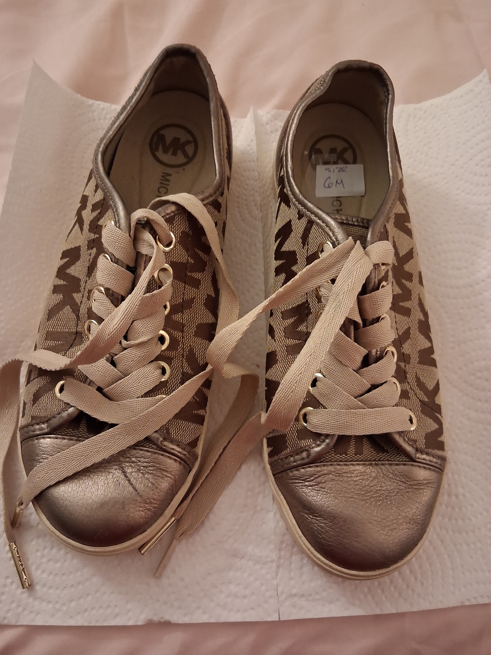 Michael Kors Beige & Brown Logo Low-Top Sneakers